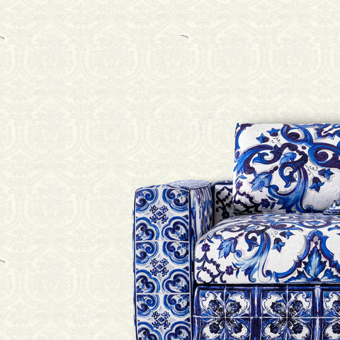 TCW007TCAIBU0011 Dolce & Gabbana mediterraneo white damask wallpaper textured roll