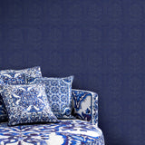 TCW007TCAIBU0018 Dolce & Gabbana mediterraneo blue damask wallpaper textured roll