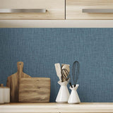 TG60013 Blue Tweed Woven Linen Wallpaper