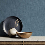 TG60013 Blue Tweed Woven Linen Wallpaper