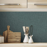 TG60037 Teal Tweed Woven Linen Wallpaper