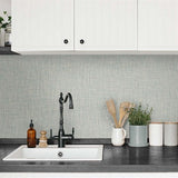 TG60038 Grey Blue Tweed Woven Linen Wallpaper