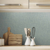 TG60043 Light Teal Tweed Woven Linen Wallpaper