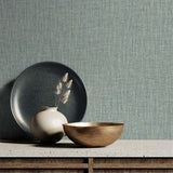 TG60043 Light Teal Tweed Woven Linen Wallpaper