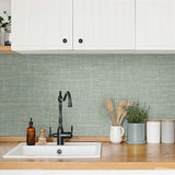 TG60113 Sage Grasmere Crosshatch Tweed Weave Wallpaper