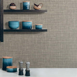 TG60143 Ash Brown Grasmere Crosshatch Tweed Weave Wallpaper