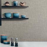 TG60144 Greige Grasmere Crosshatch Tweed Weave Wallpaper