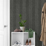 TG60206 Charcoal Throw Knit Weave Stripe Wallpaper