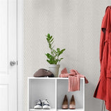 TG60207 Ivory Throw Knit Weave Stripe Wallpaper