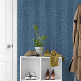 TG60217 Blue Throw Knit Weave Stripe Wallpaper