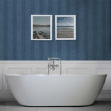 TG60217 Blue Throw Knit Weave Stripe Wallpaper