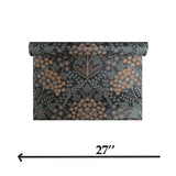 TJ40006 Floral Winkworth Espresso leaves botanical blossom black olive yellow Wallpaper