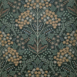 TJ40006 Floral Winkworth Espresso leaves botanical blossom black olive yellow Wallpaper