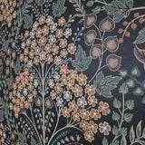 TJ40006 Floral Winkworth Espresso leaves botanical blossom black olive yellow Wallpaper