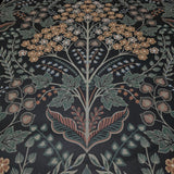 TJ40006 Floral Winkworth Espresso leaves botanical blossom black olive yellow Wallpaper