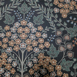 TJ40006 Floral Winkworth Espresso leaves botanical blossom black olive yellow Wallpaper