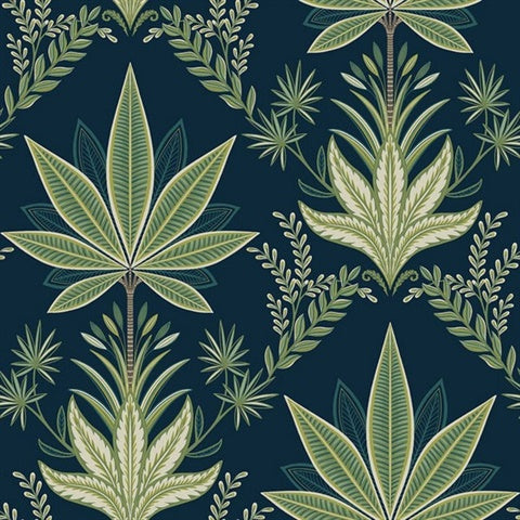 TJ40112 Abbey Saphaire Leaf Wallpaper