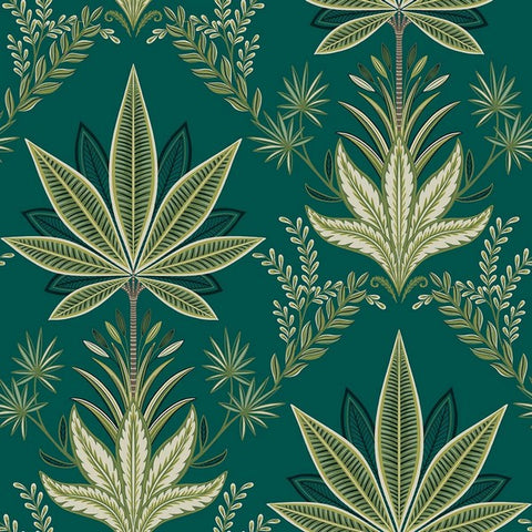 TJ40114 Abbey Emerald Leaf Wallpaper