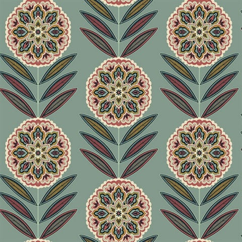 TJ40204 Batsford Lake Tahoe Floral Medallion Wallpaper