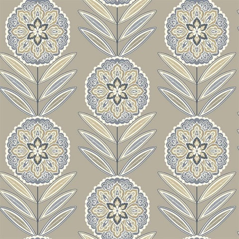 TJ40207 Batsford Stone Floral Medallion Wallpaper