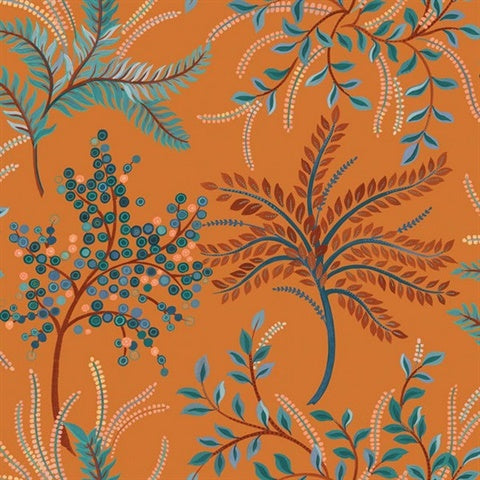 TJ40406 Bedgebury Tangarine Leaf Wallpaper