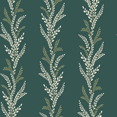 TJ40514 Exbury Forest Green Vertical Leaf Stripe Wallpaper