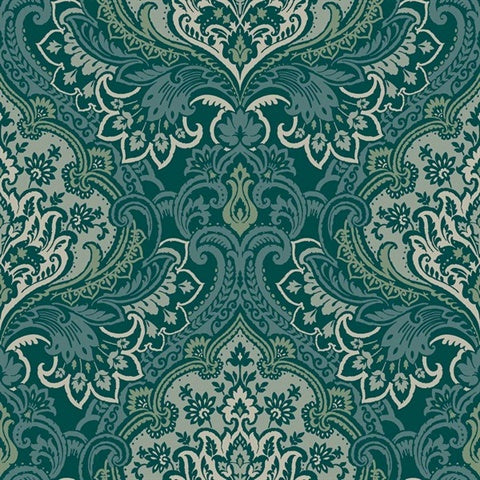 TJ40704 Logan Teal Damask Wallpaper