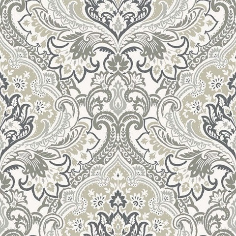 TJ40708 Logan Fog Damask Wallpaper