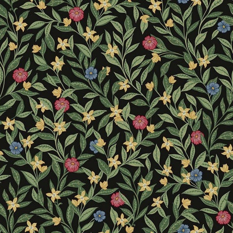 TJ40800 Wakehurst Jet Black Floral Vine Wallpaper