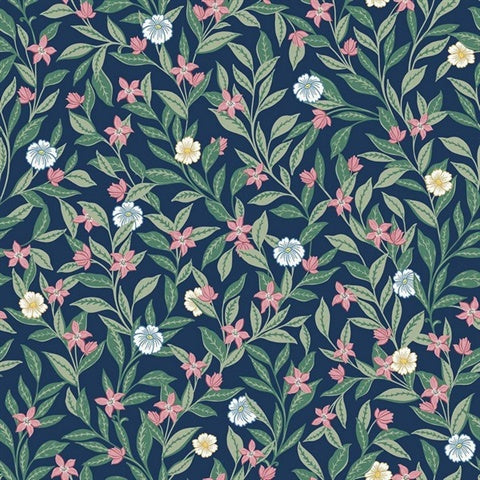 TJ40812 Wakehurst Space Blue Floral Vine Wallpaper