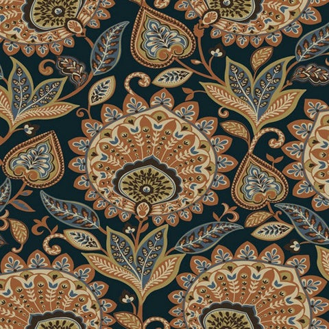 TJ41006 Sheffield Rust Floral Paisley Wallpaper