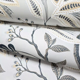 TJ41108 Floral Kew Mocha Leaf Vine leaves botanical blue olive green beige Wallpaper 3D