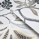 TJ41108 Floral Kew Mocha Leaf Vine leaves botanical blue olive green beige Wallpaper 3D