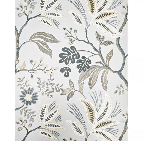 TJ41108 Floral Kew Mocha Leaf Vine leaves botanical blue olive green beige Wallpaper 3D