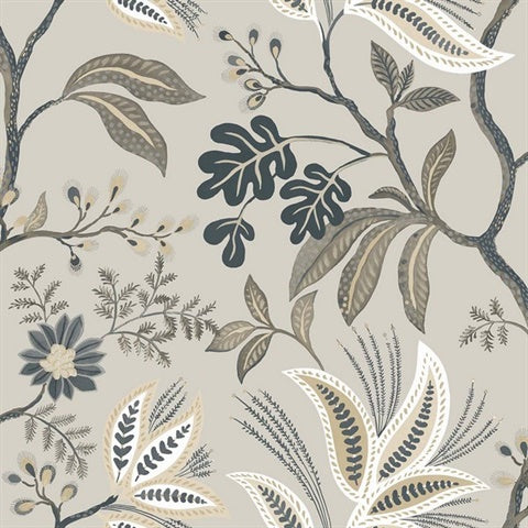 TJ41108 Kew Mocha Leaf Vine Wallpaper