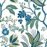 TJ41112 Floral Kew Multi Leaf Vine leaves botanical blue green yellow white Wallpaper 3D
