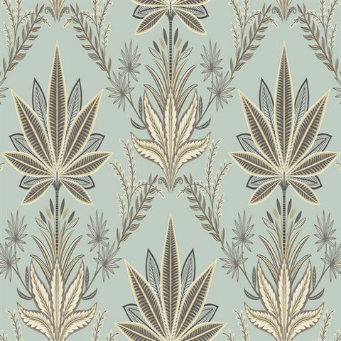 TJ41808 Sisal Eden Teal Natural Grasscloth Wallpaper