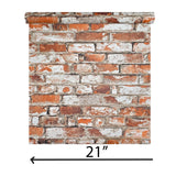 TL31701 Modern orange red white gray faux rustic brick distressed plaster wallpaper roll
