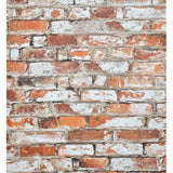 TL31701 Modern orange red white gray faux rustic brick distressed plaster wallpaper roll
