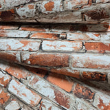 TL31701 Modern orange red white gray faux rustic brick distressed plaster wallpaper roll
