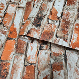 TL31701 Modern orange red white gray faux rustic brick distressed plaster wallpaper roll
