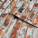 TL31701 Modern orange red white gray faux rustic brick distressed plaster wallpaper roll
