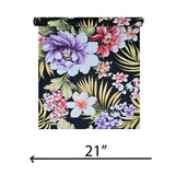 TR20500 Black red violet green tropical floral Lavender peony blossom flowers wallpaper
