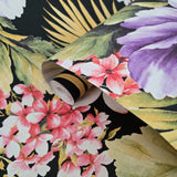 TR20500 Black red violet green tropical floral Lavender peony blossom flowers wallpaper
