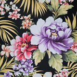 TR20500 Black red violet green tropical floral Lavender peony blossom flowers wallpaper
