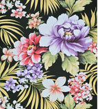 TR20500 Black red violet green tropical floral Lavender peony blossom flowers wallpaper
