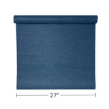 TS82022 Dark blue heavy vinyl faux sisal grasscloth textured plain wallpaper roll modern