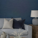 TS82022 Dark blue heavy vinyl faux sisal grasscloth textured plain wallpaper roll modern