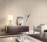 Z21825 Tan cream parallelogram herringbone thread lines faux fabric textured wallpaper