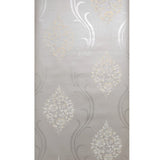 10180, NA0233 Taupe gray white gold metallic floral damask wave lines victorian wallpaper roll